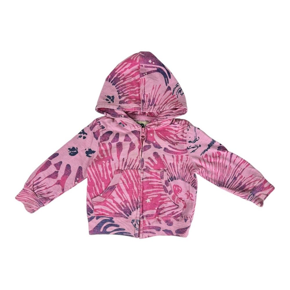 Vintage Y2K Lucky Brand Kids Baby Zip Up Hoodie Sweatshirt 6-12 Months Sun Boho
